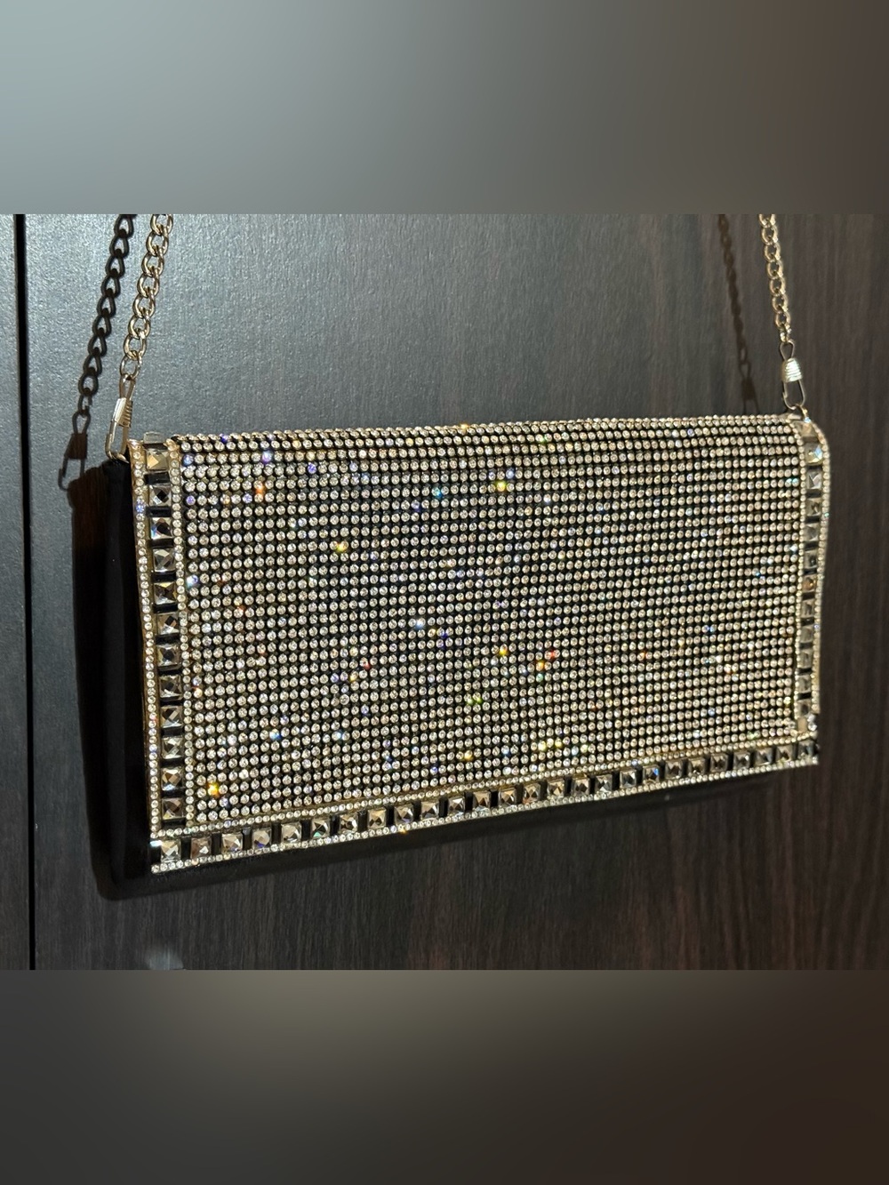Rhinestone Evening Clutch with chain strap